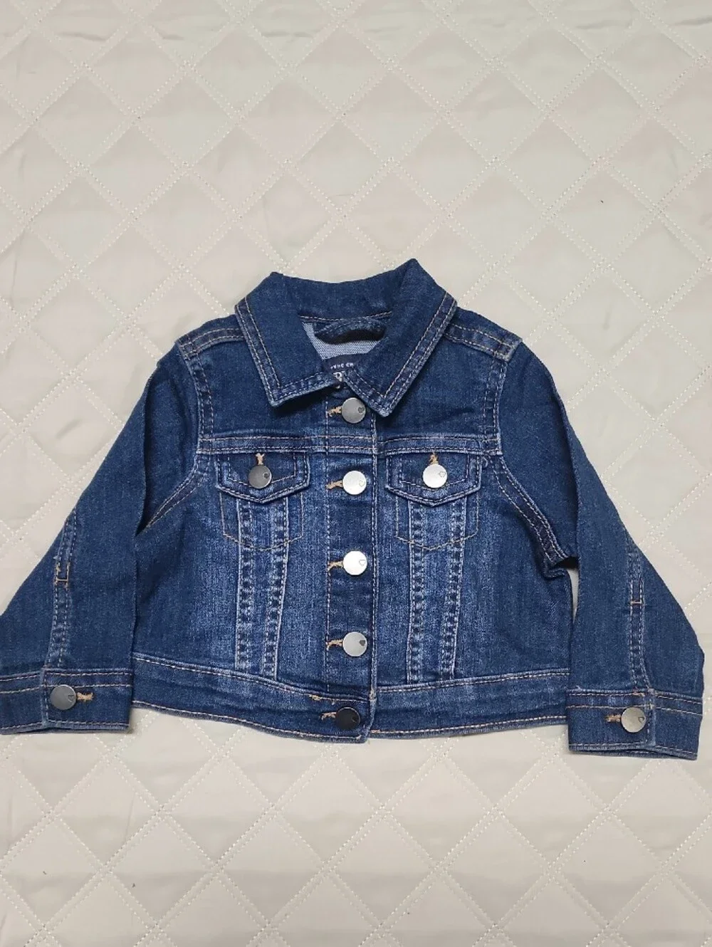 The Children's Place Dark Blue Denim Jacket with Metal Buttons 6-9 Months